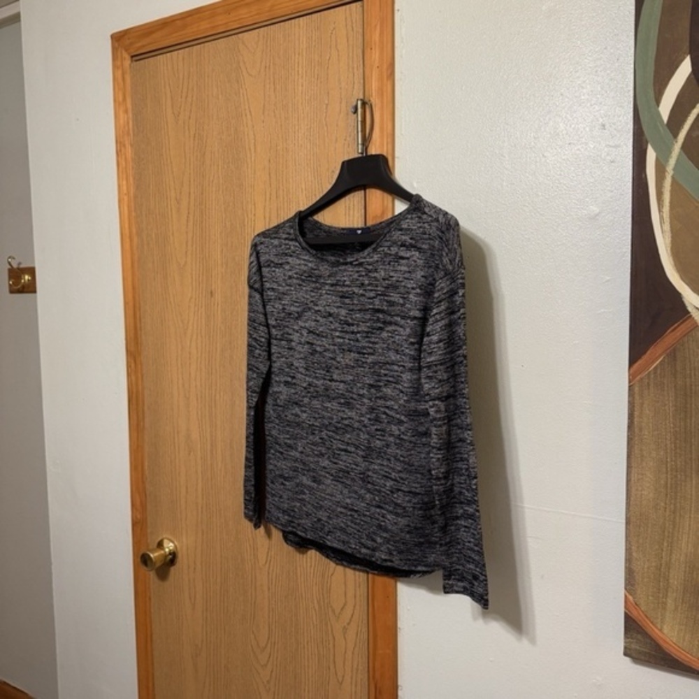 Gap Factory Small Black & Gray w/Heathered Print Long Sleeve Knit Top - EUC